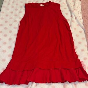 Sleeveless Red Dress with Ruffle Hem